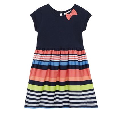 Girls' multi-coloured stipe print dress